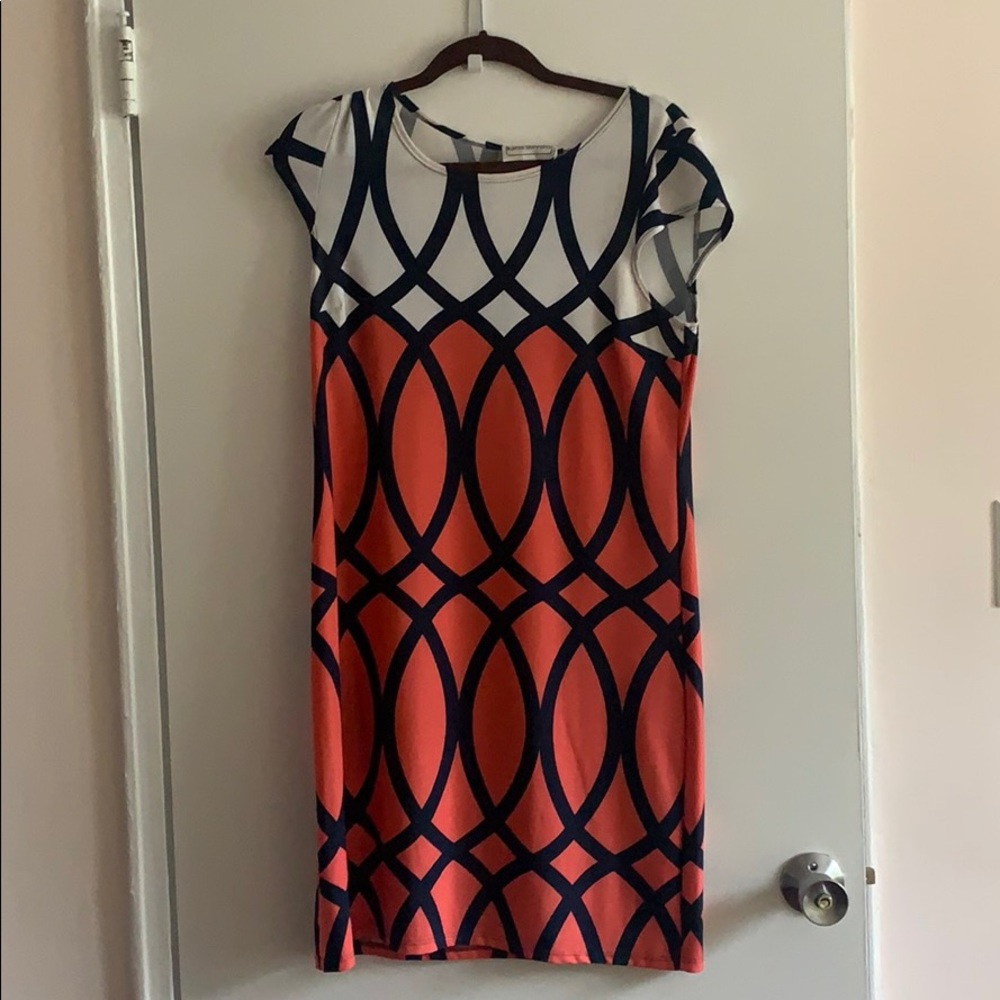 Coral Navy White Petite Dress